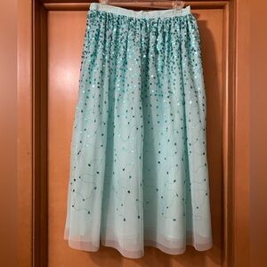 Long maxi aqua sequined tulle skirt